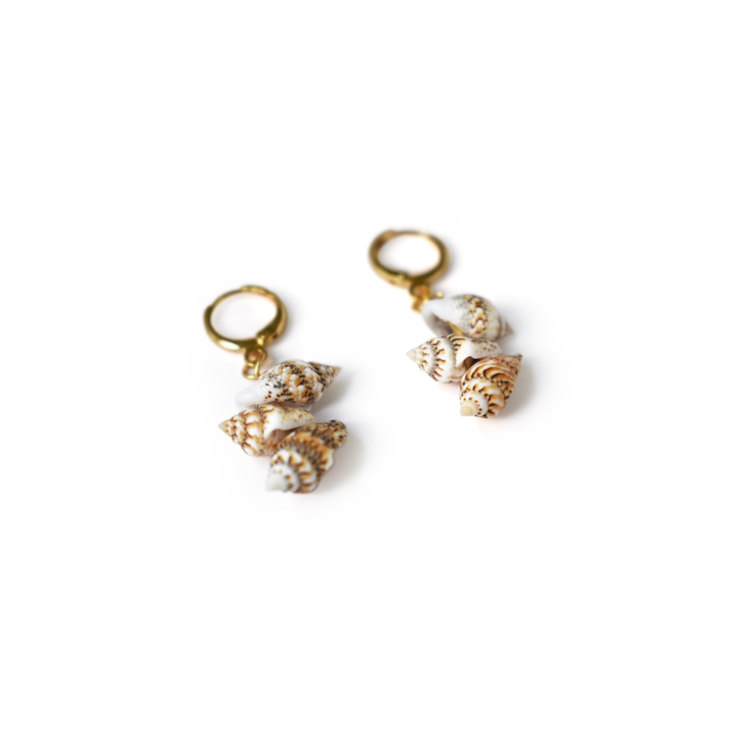 Triple Mini Shell Drop Huggie Earrings | by Ifemi Jewels